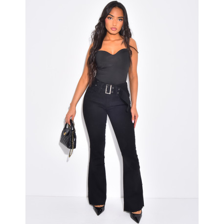 Jeans pattes d'eph à ceinture