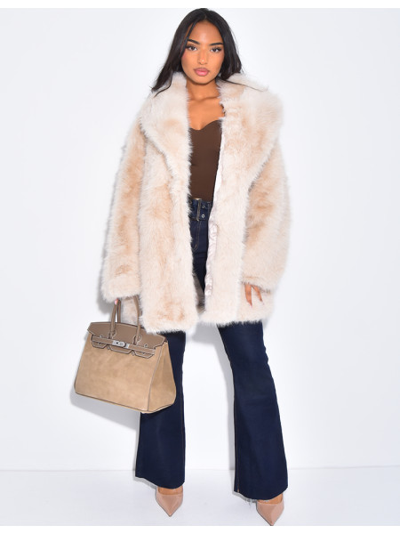 Manteau mi-long en fausse fourrure premium