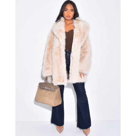 Manteau mi-long en fausse fourrure premium