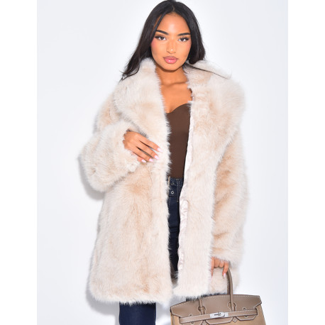 Manteau mi-long en fausse fourrure premium