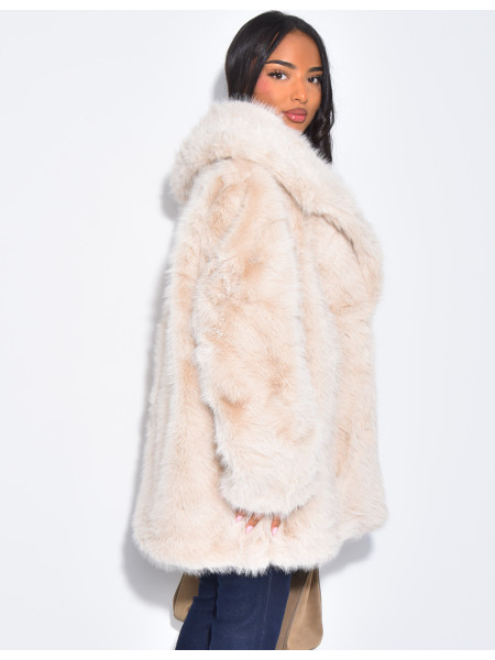 Manteau mi-long en fausse fourrure premium