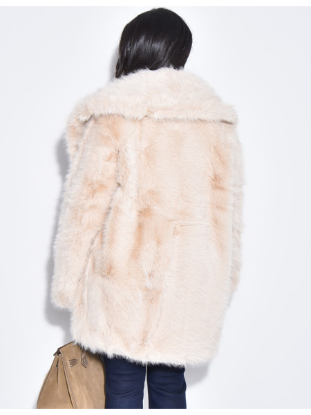 Manteau mi-long en fausse fourrure premium