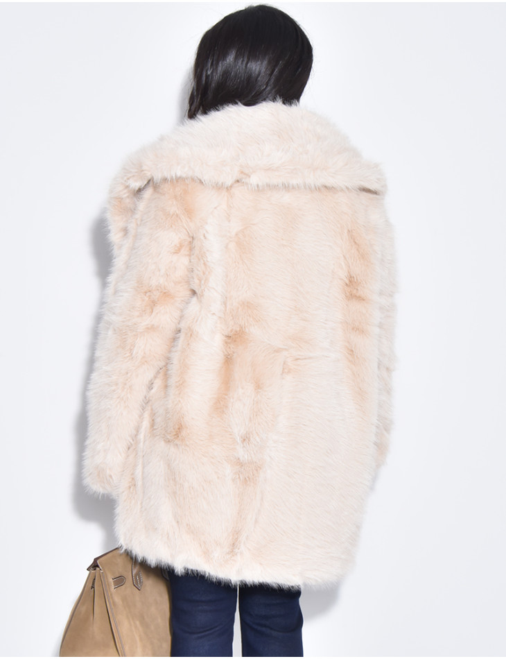 Manteau mi-long en fausse fourrure premium