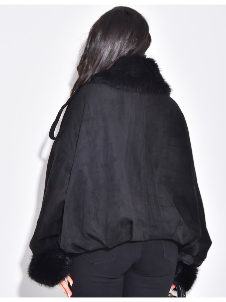 Bombers en suédine à fausse fourrure amovible