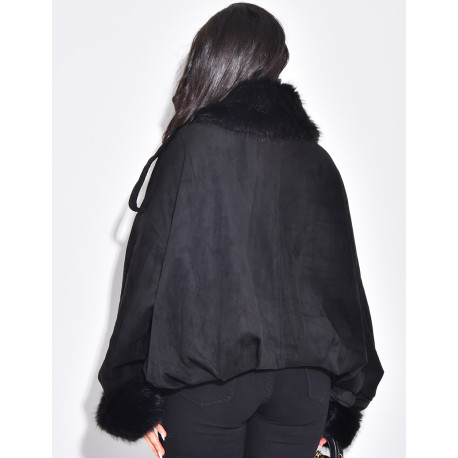 Bombers en suédine à fausse fourrure amovible