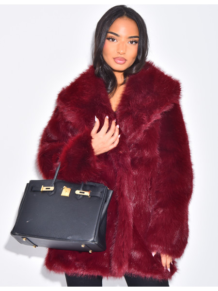 Manteau mi-long en fausse fourrure premium