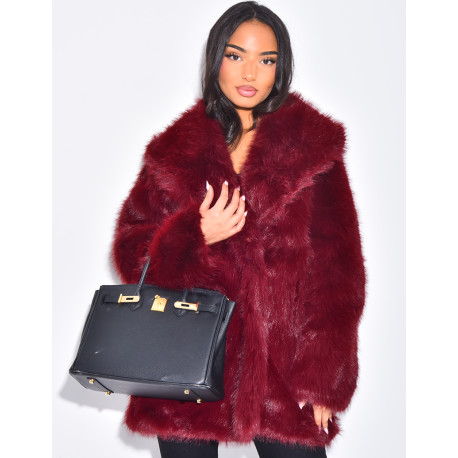 Manteau mi-long en fausse fourrure premium