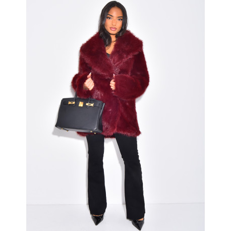 Manteau mi-long en fausse fourrure premium