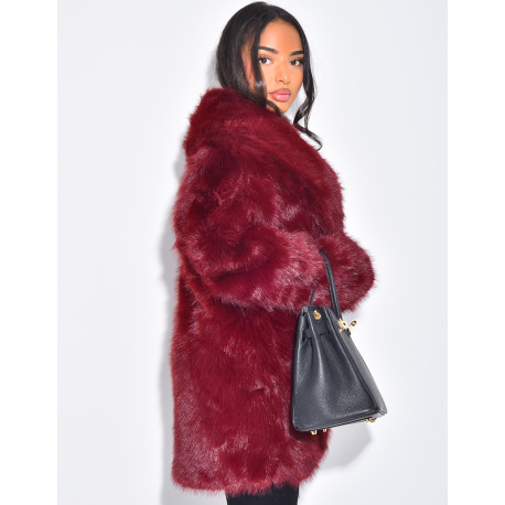 Manteau mi-long en fausse fourrure premium