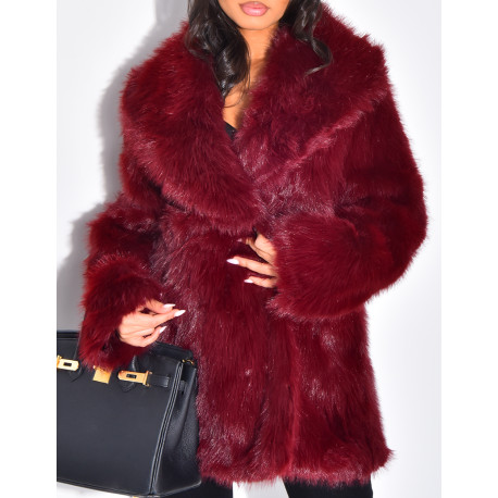Manteau mi-long en fausse fourrure premium