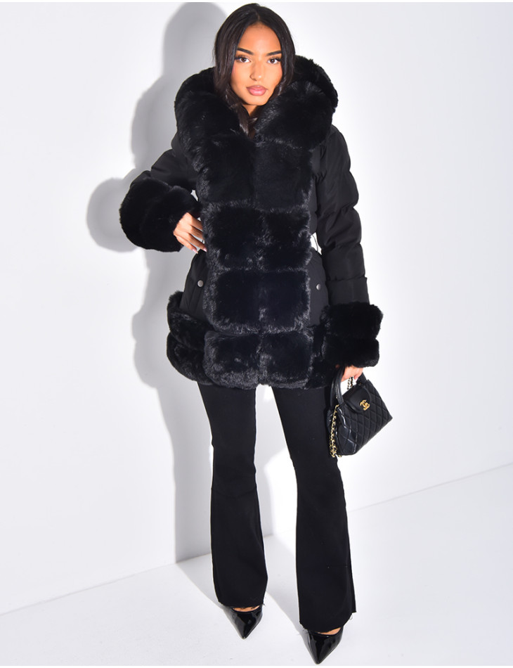 Doudoune matelassée à fourrure