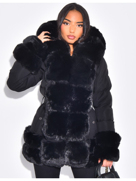 Doudoune matelassée à fourrure