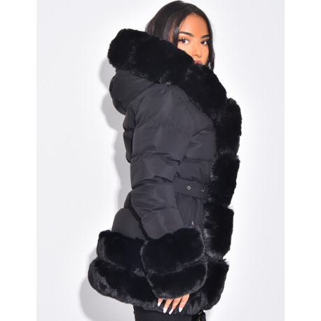 Doudoune matelassée à fourrure