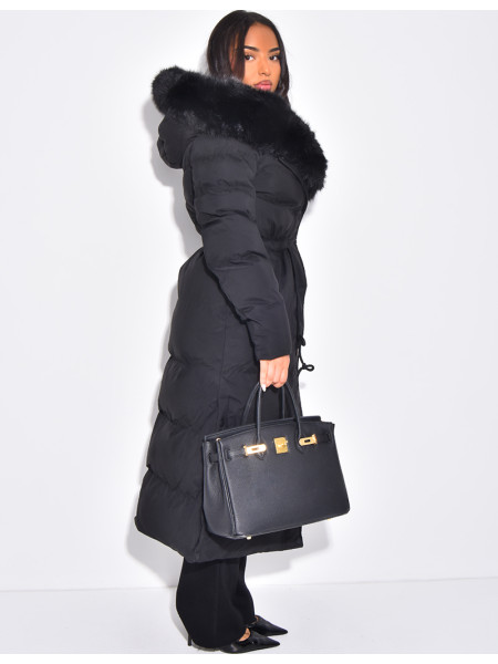 Long down jacket with hood