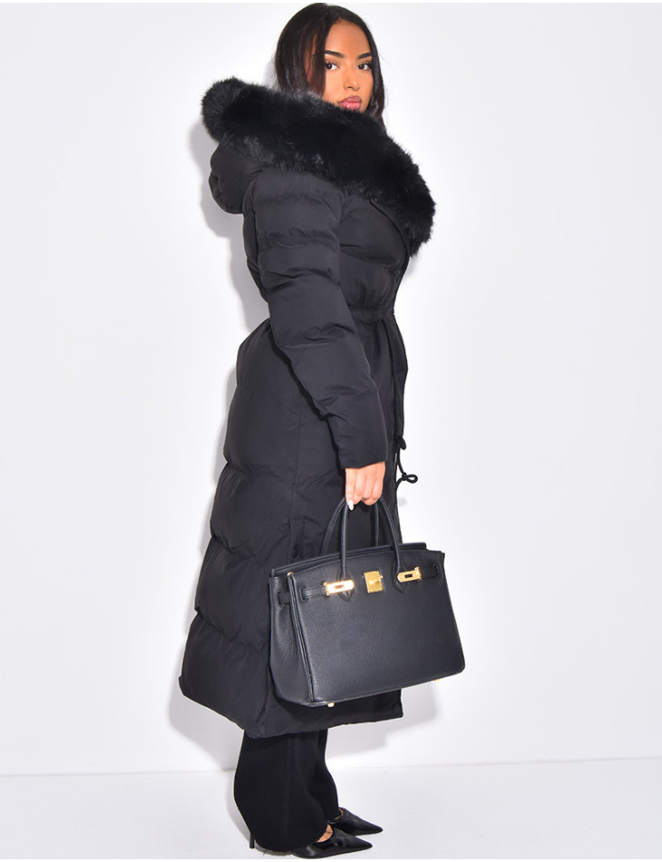 Long down jacket with hood