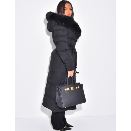 Long down jacket with hood