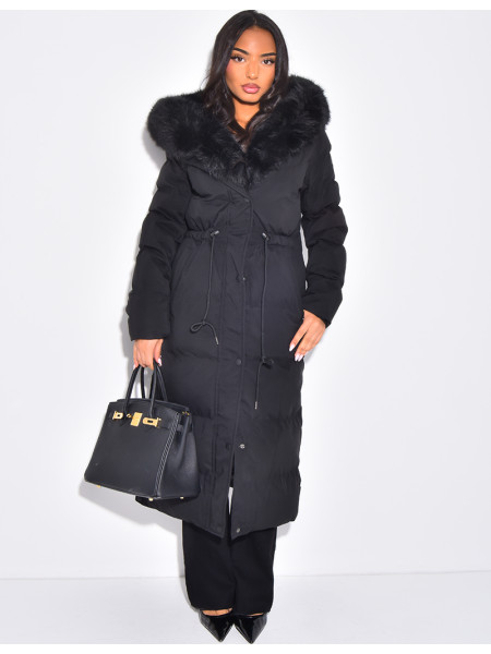 Long down jacket with hood
