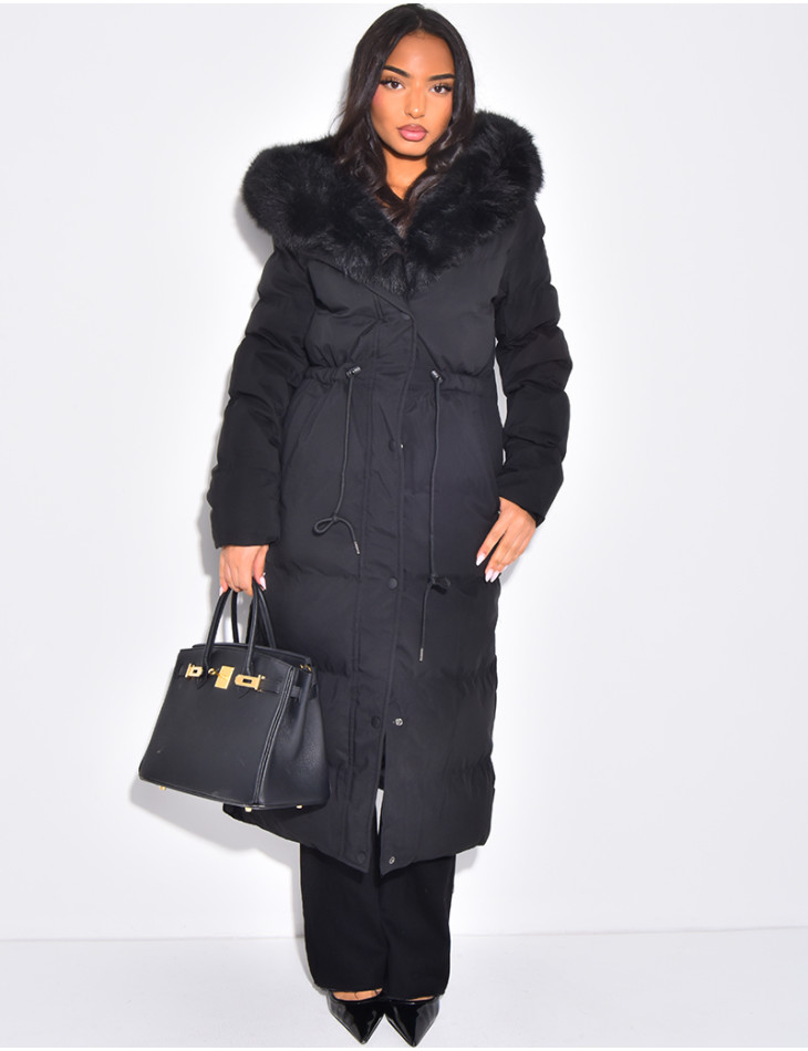 Long down jacket with hood