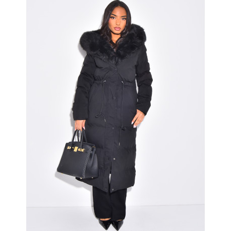 Long down jacket with hood