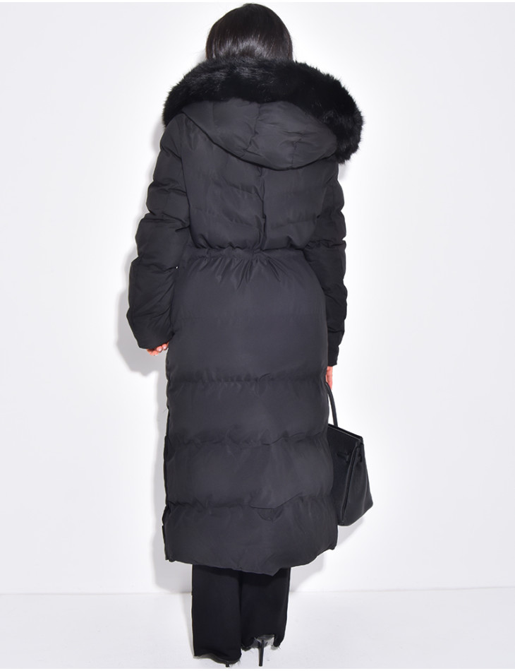 Long down jacket with hood