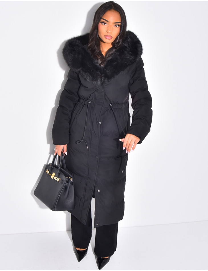 Long down jacket with hood