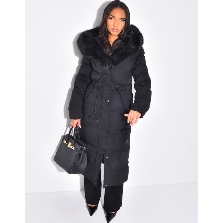 Long down jacket with hood