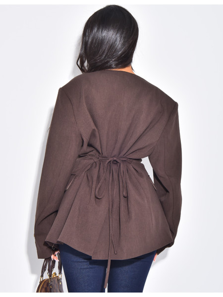 Blazer mit Knöpfen und Bindegürtel