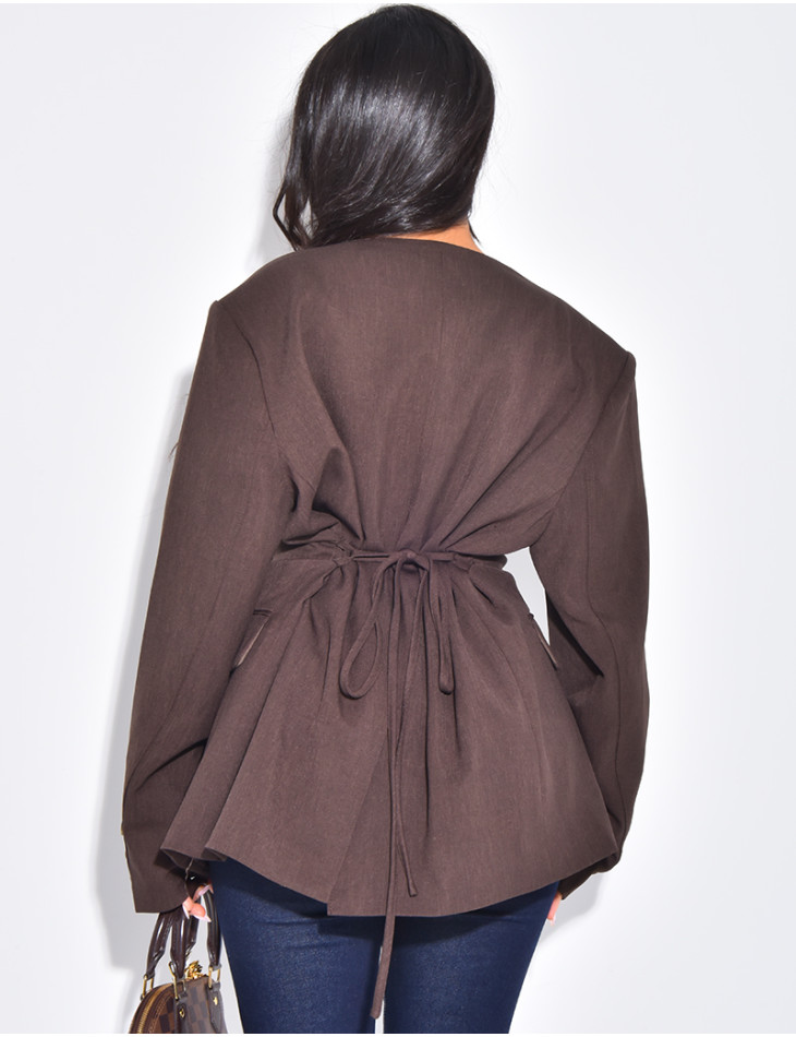 Blazer mit Knöpfen und Bindegürtel