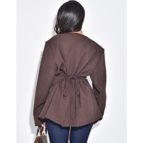 Blazer mit Knöpfen und Bindegürtel