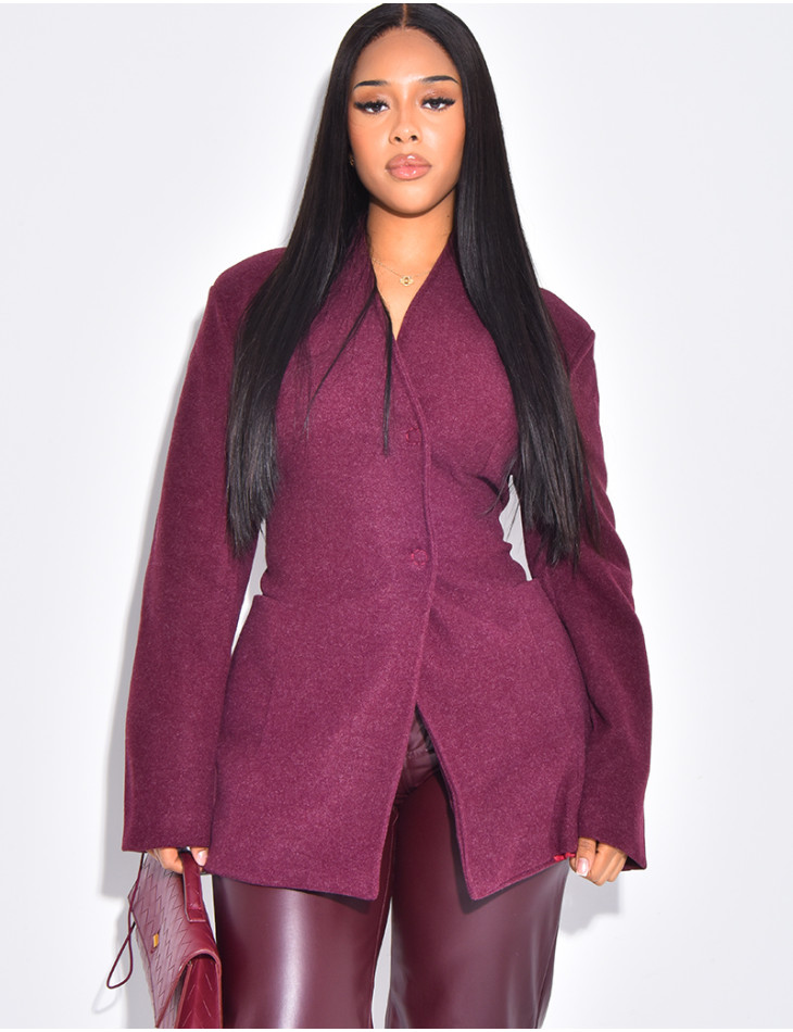 Manteau cintrée effet cache coeur à serrer dans le dos