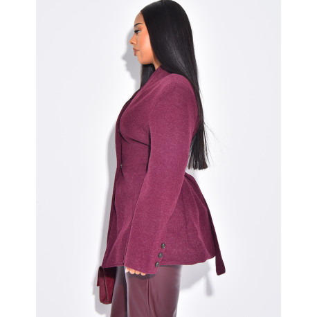 Manteau cintrée effet cache coeur à serrer dans le dos