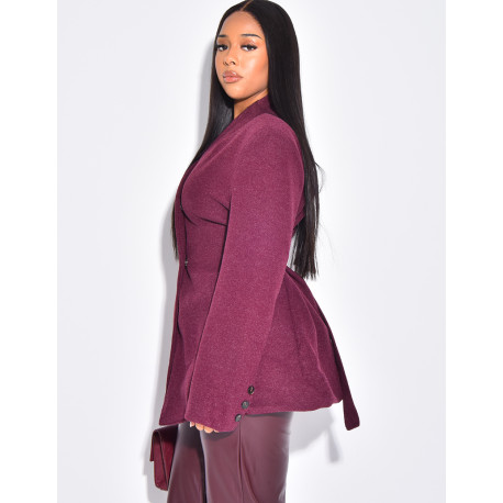 Manteau cintrée effet cache coeur à serrer dans le dos