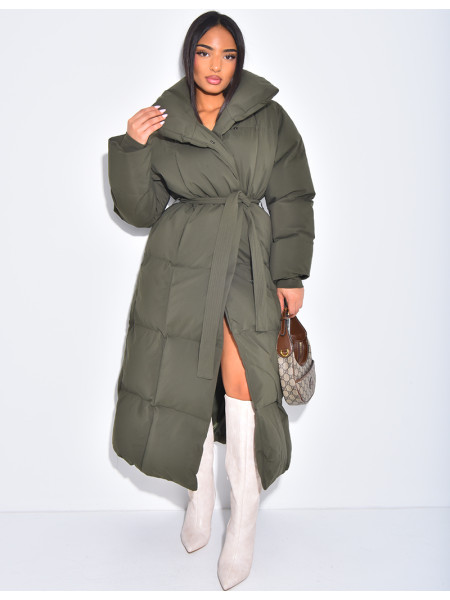 Doudoune longue matelassée à nouer