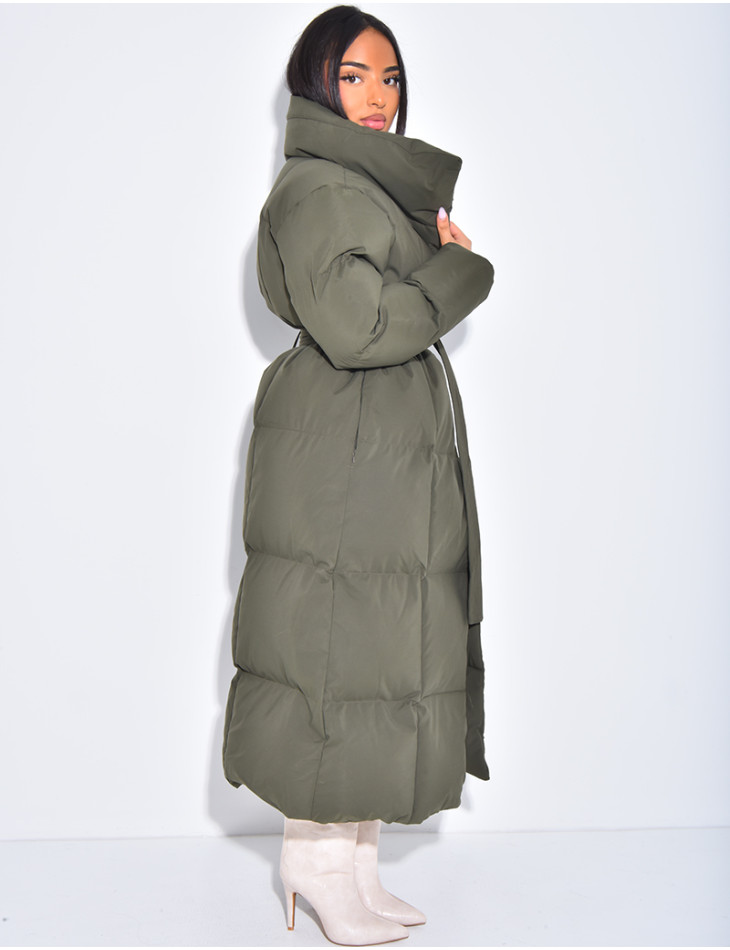 Doudoune longue matelassée à nouer
