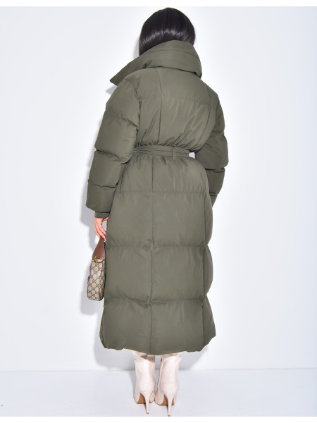Doudoune longue matelassée à nouer