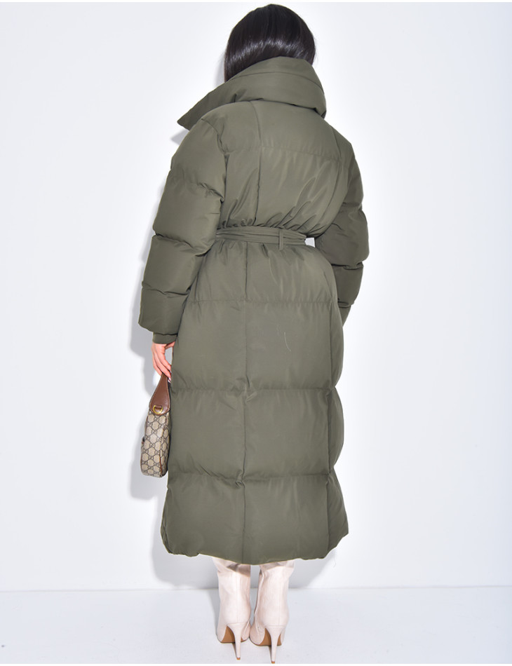 Doudoune longue matelassée à nouer