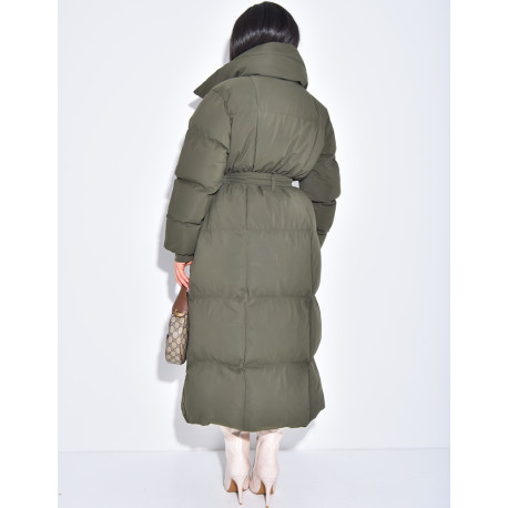 Doudoune longue matelassée à nouer