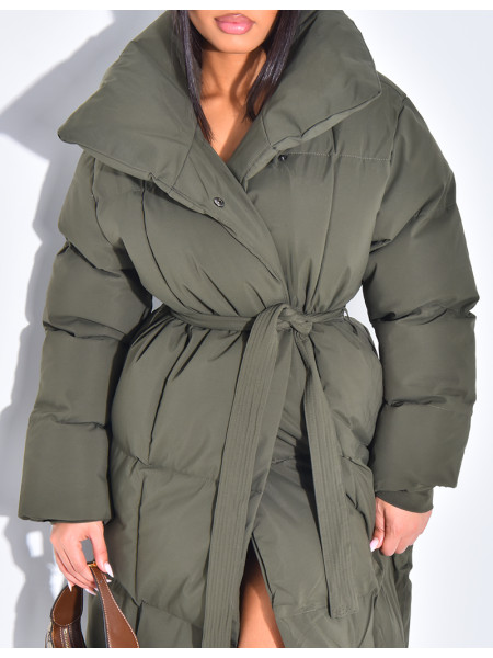 Doudoune longue matelassée à nouer