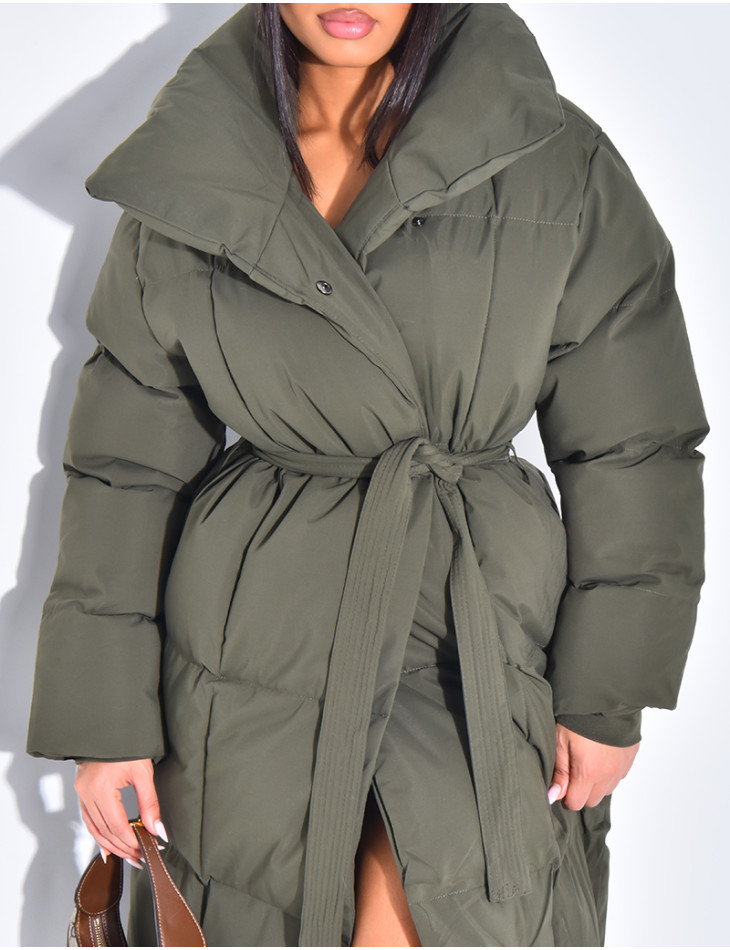 Doudoune longue matelassée à nouer