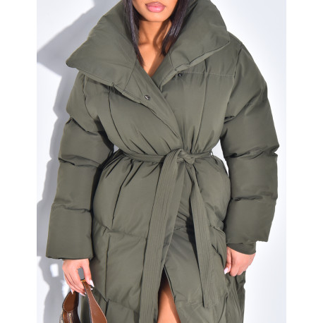 Doudoune longue matelassée à nouer