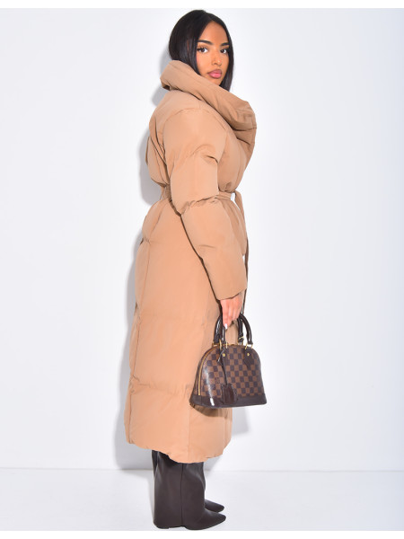 Doudoune longue matelassée à nouer