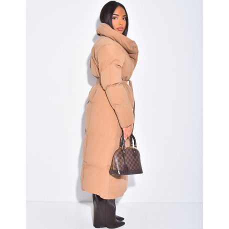 Doudoune longue matelassée à nouer