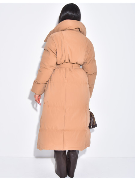 Doudoune longue matelassée à nouer