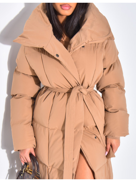 Doudoune longue matelassée à nouer