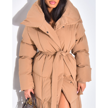 Doudoune longue matelassée à nouer