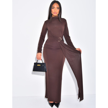Robe longue et moulante à empiècement à la taille