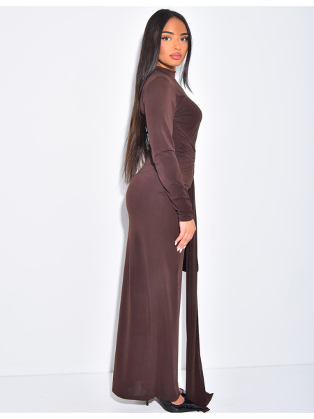 Robe longue et moulante à empiècement à la taille