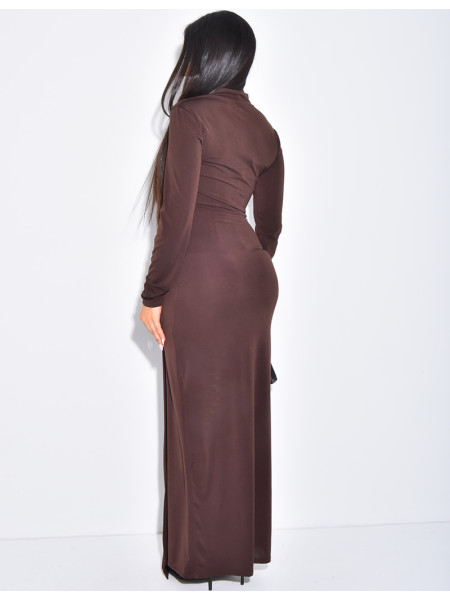 Robe longue et moulante à empiècement à la taille