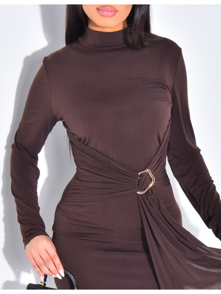 Robe longue et moulante à empiècement à la taille