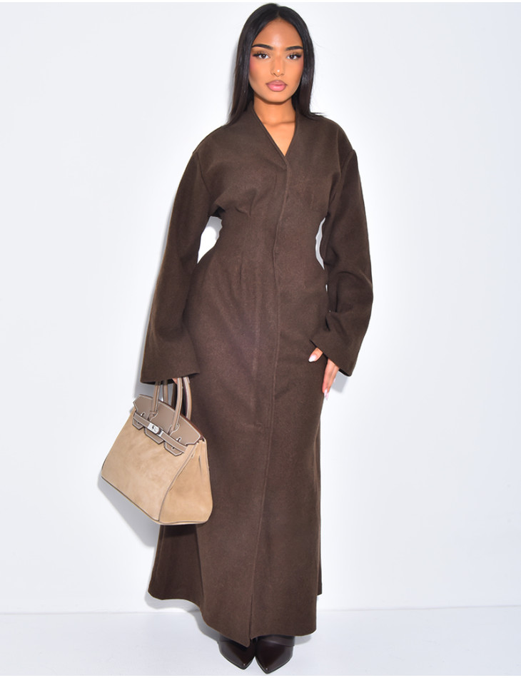 Langer, dicker Mantel aus Filz mit tailliertem Schnitt